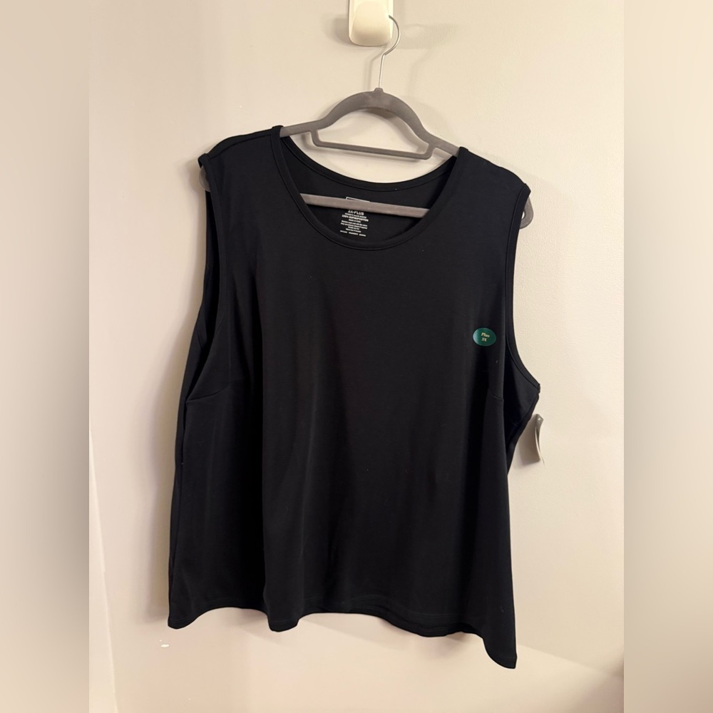L.L. Bean Black Pima Cotton Tank Top Sleeveless Plus Size 3X NWT - Picture 1 of 5